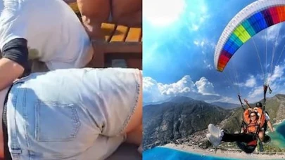 Restoranda yemek yiyen turistlerin başına paraşütçü düştü: 3 kişi yaralandı!